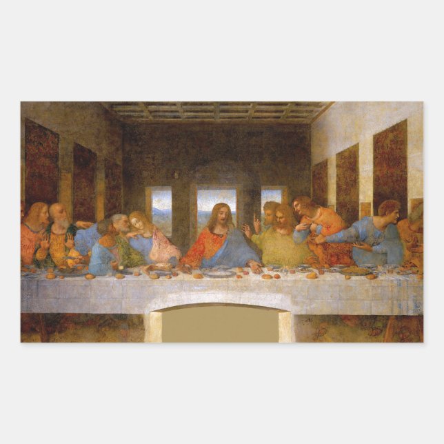 Da Vinci Last Supper Fine Art Classic Rechteckiger Aufkleber (Vorderseite)