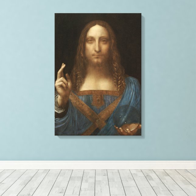 Da Vinci, Retter der Welt, Salvator Mundi Leinwanddruck (Insitu (Holzboden))