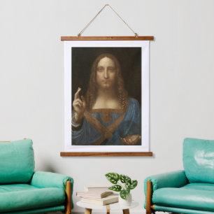 Da Vinci, Retter der Welt, Salvator Mundi Wandteppich Mit Holzrahmen