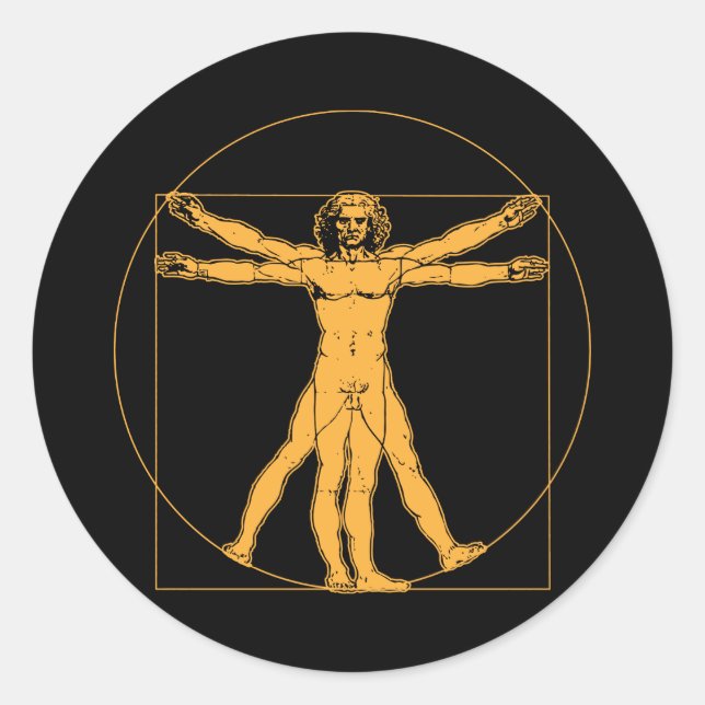Da Vinci Vitruvian Man Runder Aufkleber (Vorderseite)