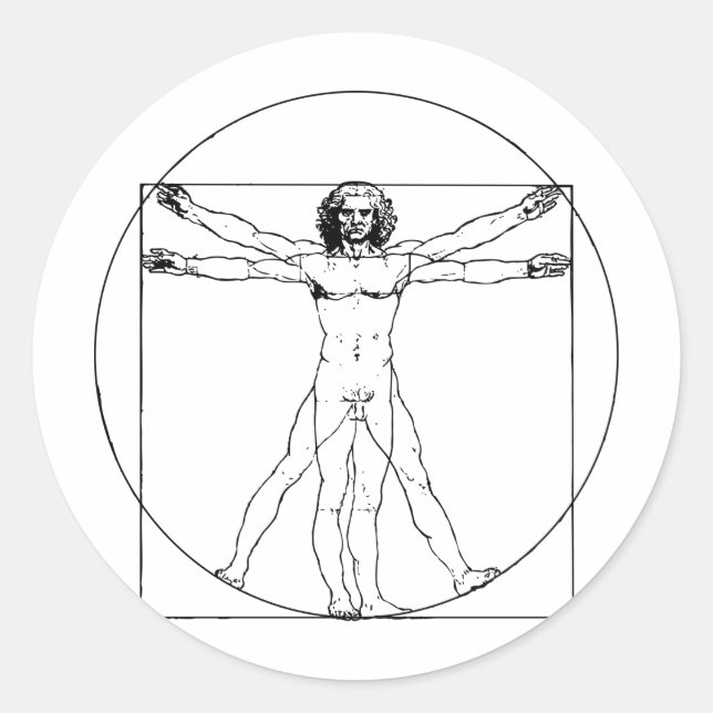 Da Vinci Vitruvian Man Runder Aufkleber (Vorderseite)
