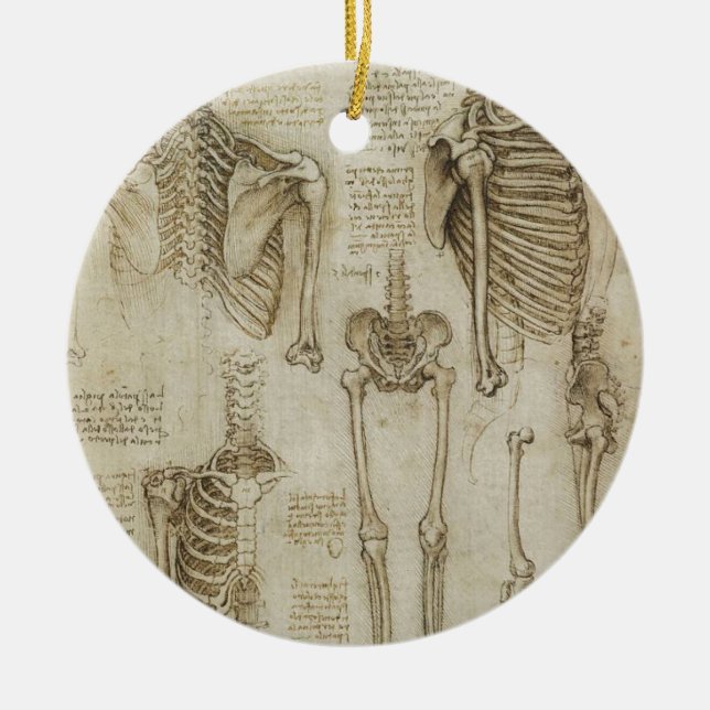 Da Vincis menschliche Skeleton Anatomie-Skizzen Keramik Ornament (Vorne)