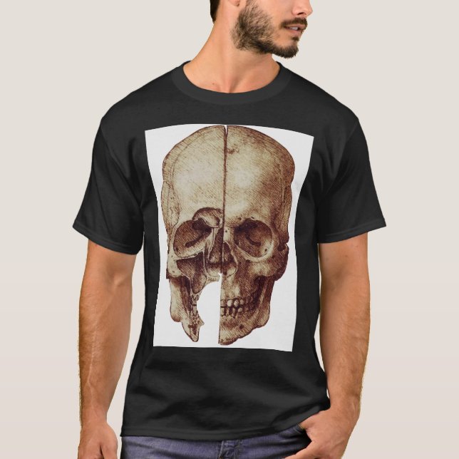 Da Vincis Schädel Baseball ¾-Sleeve-T - Shirt (Vorderseite)