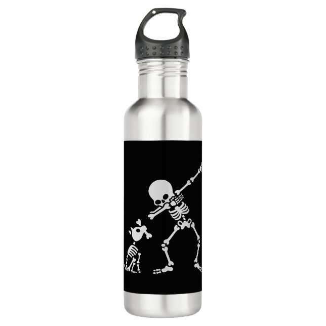 Dab-Dabbing Skelett Pet Dog Bone Edelstahlflasche (Vorderseite)