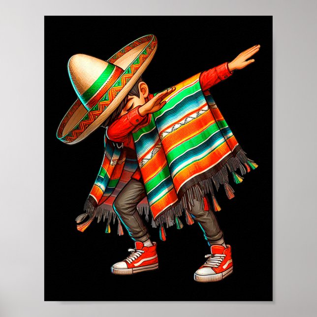 Dab Dance Dabbing Mexican Poncho Cinco De Mayo Poster (Vorne)
