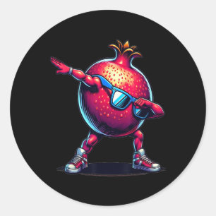 Dab Dance Pomegranate Funny Dancing Dabbing Obst Runder Aufkleber