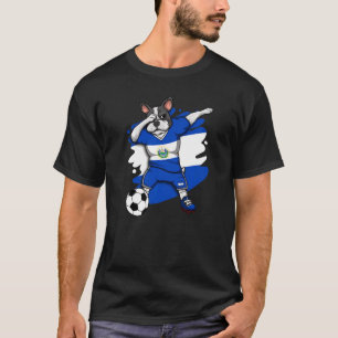 Dab French Bulldog El Salvador Soccer Fans Jersey T-Shirt
