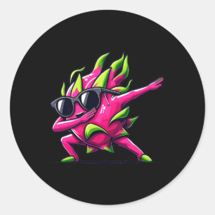 Dab Fruit Dancing Dabbing Dragon Fruit Meme Runder Aufkleber