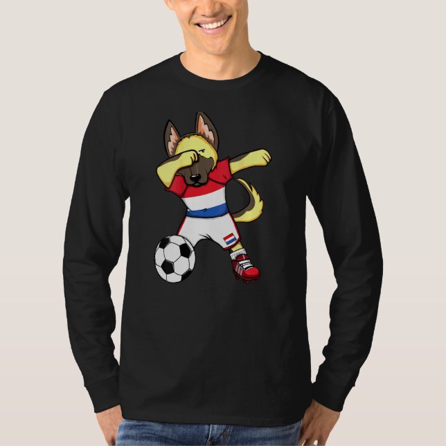 Dab German Shepherd Netherlands Soccer Fans Jersey T-Shirt (Vorderseite)