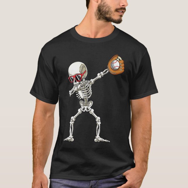 Dab Skeleton  Dabbing Skeleton Baseball Boys Hallo T-Shirt (Vorderseite)