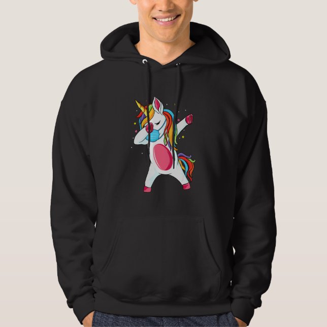 Dab Unicorn Dabbing Einhorn Mundschutz Atmen Hoodie (Vorderseite)