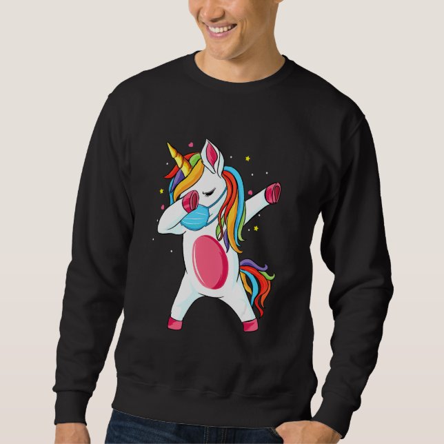 Dab Unicorn Dabbing Einhorn Mundschutz Atmen Sweatshirt (Vorderseite)