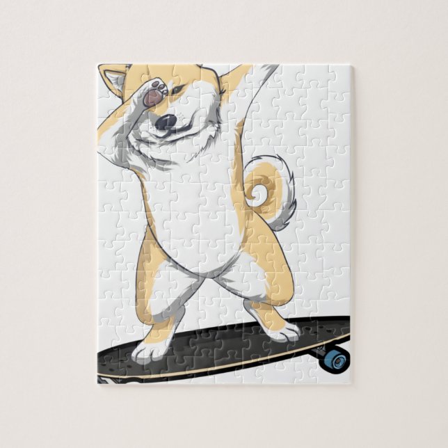 Dabbinbg Shiba Inu auf Skateboard-Kaffee-Tasse (Vertikal)