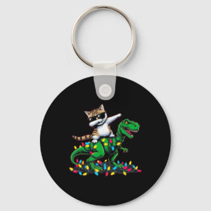 Dabbing Aegean Cat On Xmas Lights Dinosaurier T Re Schlüsselanhänger