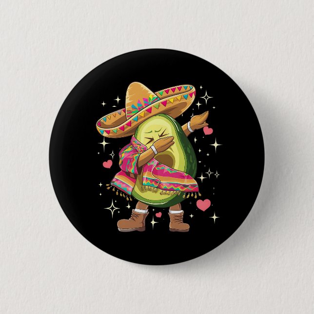 Dabbing Avocado Cinco De Mayo Funny Mexican Poncho Button (Vorderseite)