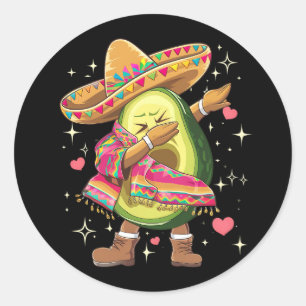 Dabbing Avocado Cinco De Mayo Lustiger Mexikanisch Runder Aufkleber