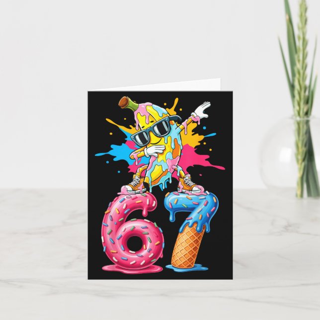 Dabbing Banana 67 Ice Cream Drip Funny Six Seven M Karte (Vorderseite)