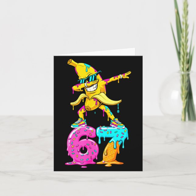 Dabbing Banana 67 Ice Cream Drip Funny Six Seven M Karte (Vorderseite)