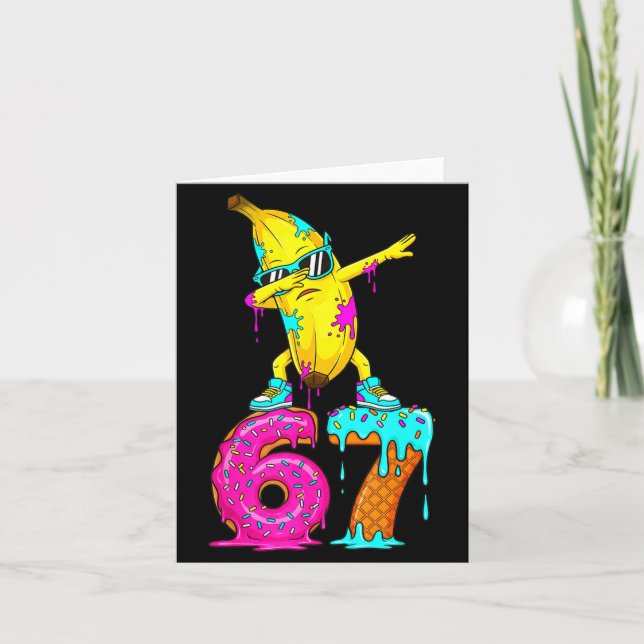 Dabbing Banana 67 Ice Cream Drip Funny Six Seven M Karte (Vorderseite)