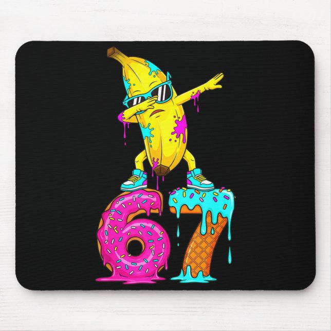 Dabbing Banana 67 Ice Cream Drip Funny Six Seven M Mousepad (Vorne)