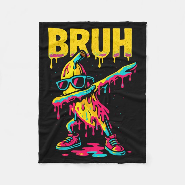 Dabbing Banana Bruh Drip Ice Cream Banana Youth Bo Fleecedecke (Vorderseite)
