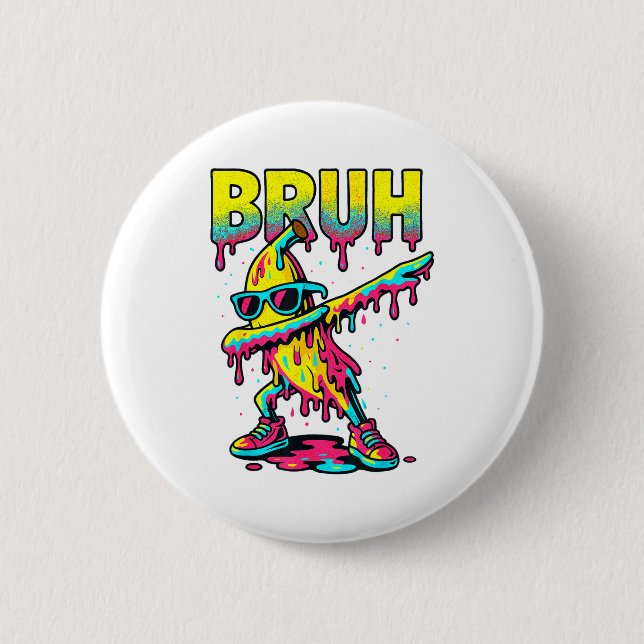 Dabbing Banana Bruh Ice Cream Drip Banana Youth Bo Button (Vorderseite)