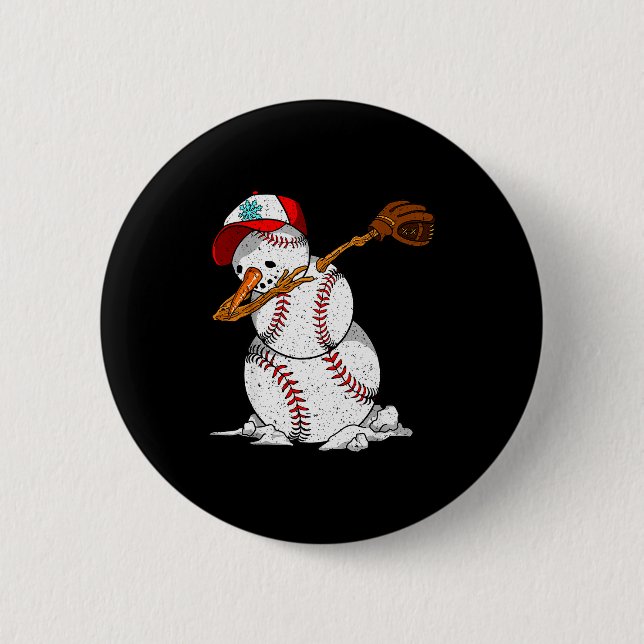 Dabbing Baseball Schneemann Schnee Weihnachten Xma Button (Vorderseite)