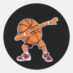 Dabbing Basketball Ball Lustiger Sportler  Runder Aufkleber