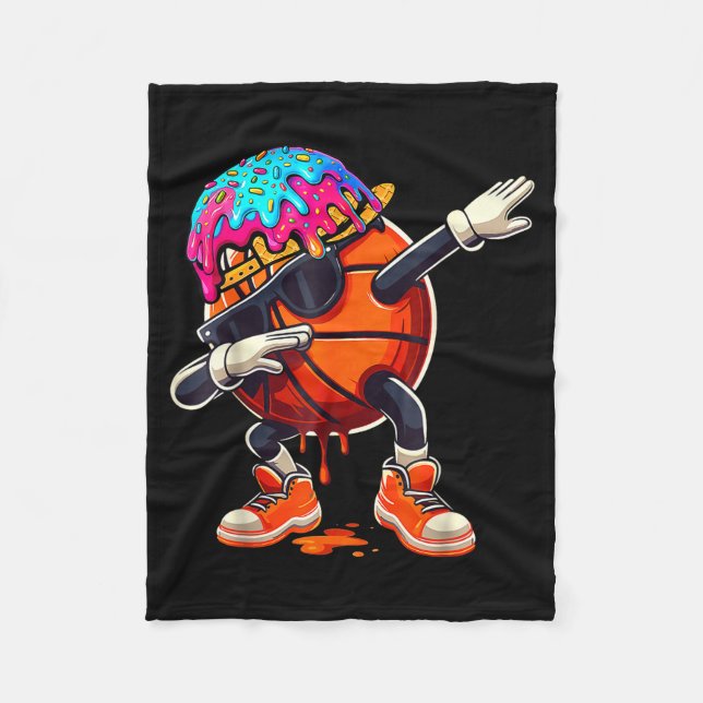 Dabbing Basketball Drip Eiscreme Kinder Jugend Jun Fleecedecke (Vorderseite)