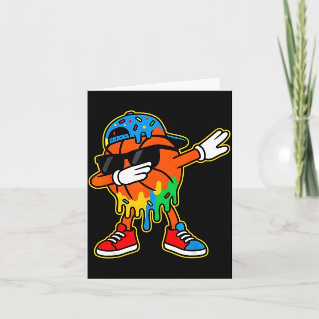 Dabbing Basketball Ice Cream Drip Boys Basketball  Karte (Vorderseite)