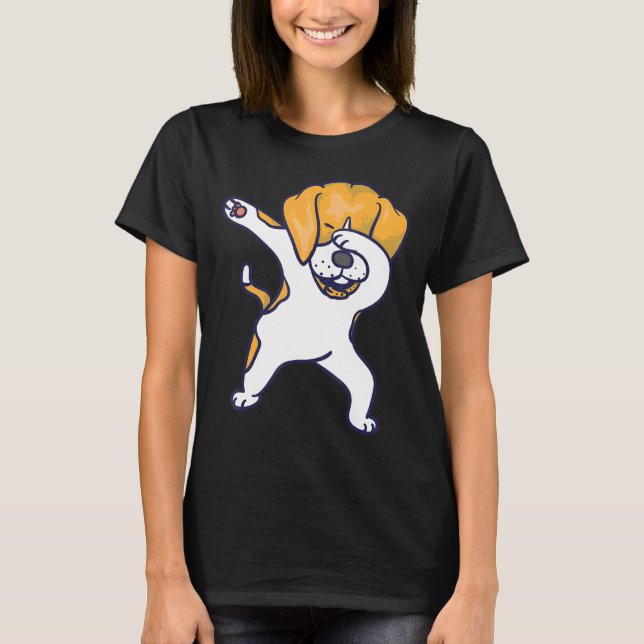 Dabbing Beagle Cool Groovy I Liebe T-Shirt (Vorderseite)