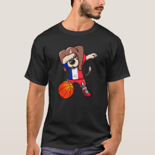 Dabbing Beagle Dog France Jersey Französisch Baske T-Shirt