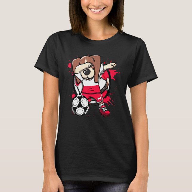 Dabbing Beagle Dog Poland Soccer Fans Jersey Footb T-Shirt (Vorderseite)