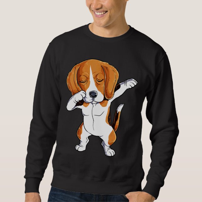 Dabbing Beagle Hunde Männer Dab Tanz Sweatshirt (Vorderseite)