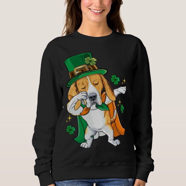 Dabbing Beagle Leprechaun St Patricks Day Sweatshirt (Vorderseite)