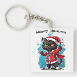 Dabbing Black Cat: Meowy Weihnachtsfeierlichkeiten Schlüsselanhänger