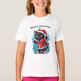 Dabbing Black Cat: Meowy Weihnachtsfeierlichkeiten T-Shirt