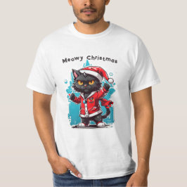 Dabbing Black Cat: Meowy Weihnachtsfeierlichkeiten T-Shirt
