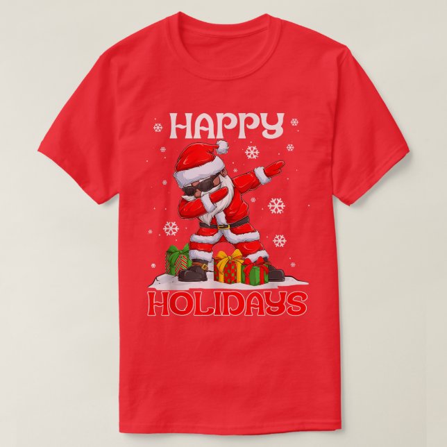 Dabbing Black Happy Holidays Afrikanischer Sant T-Shirt (Design vorne)