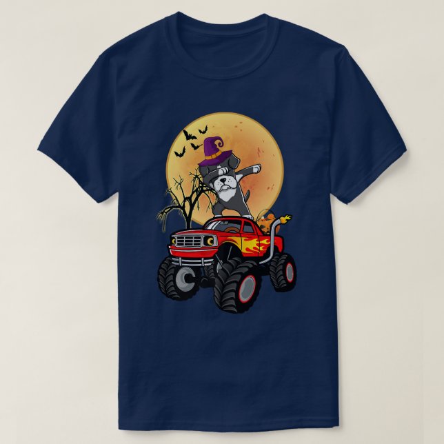 Dabbing Boer Hund Hexenhut auf Monster LKW Funny  T-Shirt (Design vorne)
