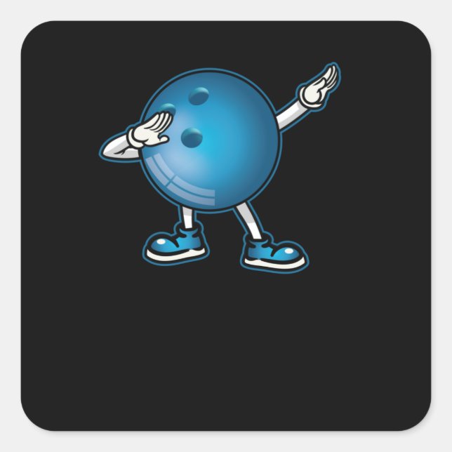 Dabbing Bowling Ball T-Shirt Kids Boys Dab Tanz Quadratischer Aufkleber (Vorderseite)