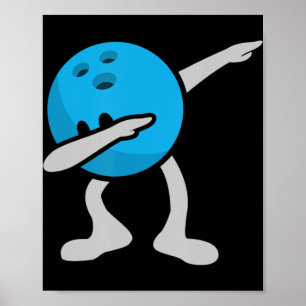 Dabbing Bowling Birthday Party Bowling Gift Poster