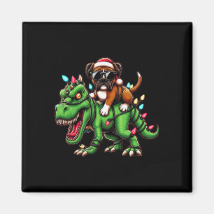 Dabbing Boxer Dog Xmas Lichter Dinosaurier T Rex K Magnet