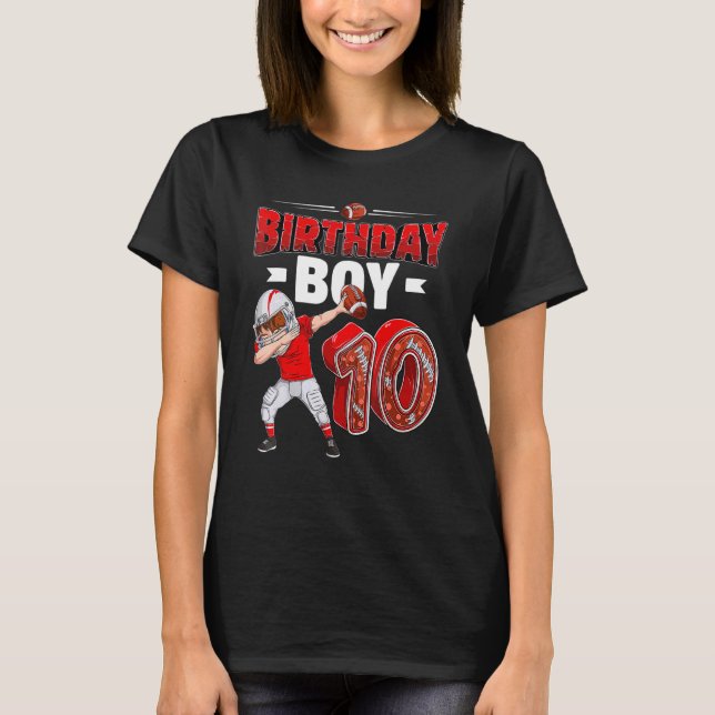 Dabbing Boy 10 Jahre alter amerikanischer Fußball  T-Shirt (Vorderseite)