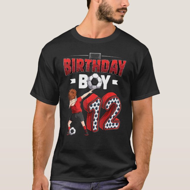 Dabbing Boy 12 Jahre Old Soccer Player 12. Birthda T-Shirt (Vorderseite)