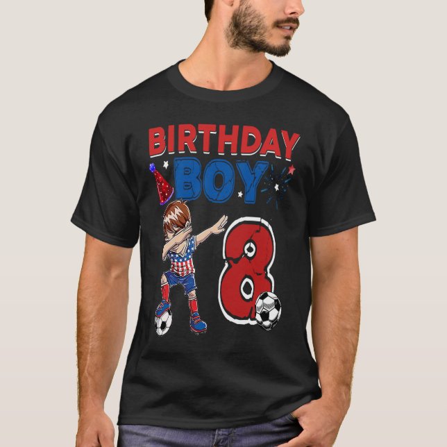 Dabbing Boy 8 Year Soccer Football Player 8th Birt T-Shirt (Vorderseite)