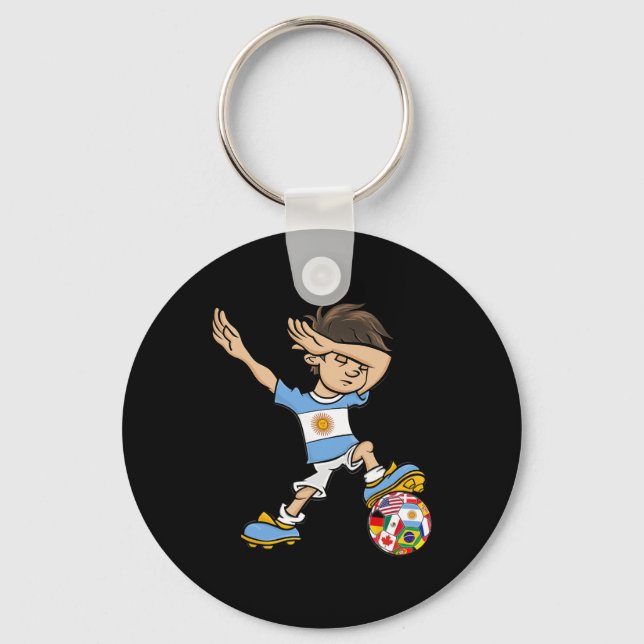 Dabbing Boy Argentina Soccer Jersey National Flag  Schlüsselanhänger (Vorderseite)