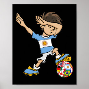 Dabbing Boy Argentinien Fußballtrikot Nationalflag Poster