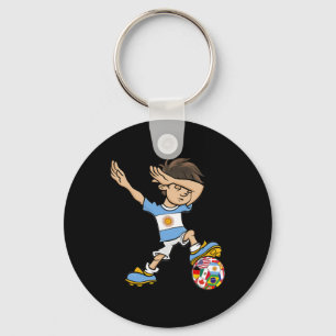 Dabbing Boy Argentinien Fußballtrikot Nationalflag Schlüsselanhänger
