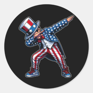 Dabbing Boy Funny 4. Juli Patriotic Design Runder Aufkleber